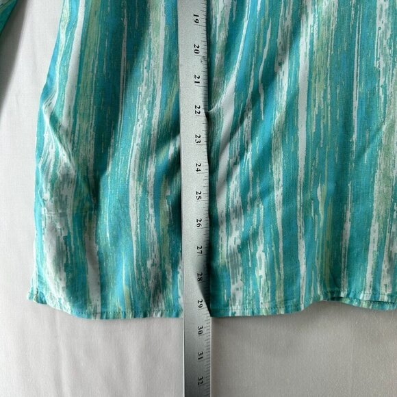 Gloria Vanderbilt Top Size L Stripe Tunic Blouse 3/4 Bell Sleeve Viscose Blue - Picture 11 of 11